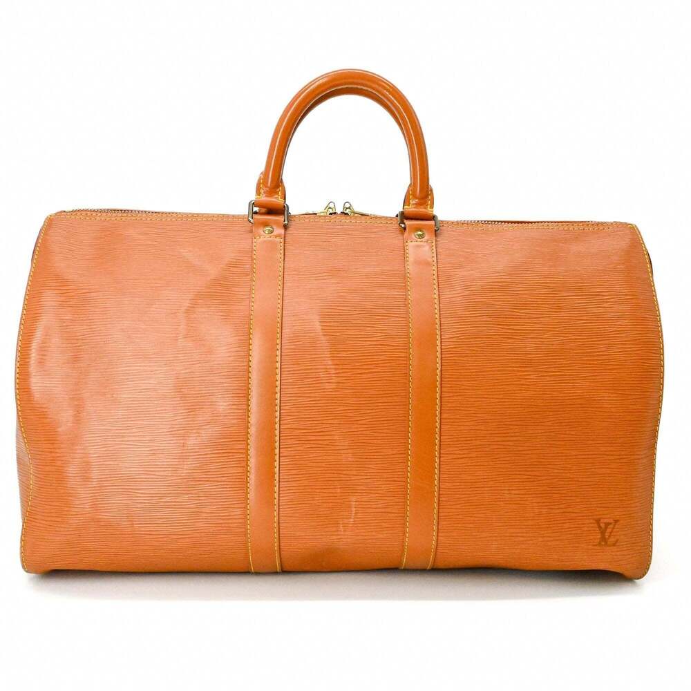 LOUIS VUITTON Authentic Brown Leather Keepall 45 Boston Bag - Picture 2 of 16